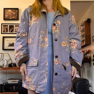 L.L. Bean Floral Utility Jacket - Lavender and Chocolate
